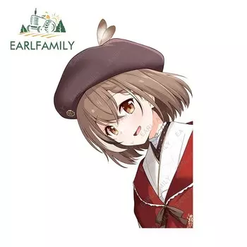 EARLFAMILY 13 см x 7,7 см для Hololive Nanashi Mumei Peeker автомобильные аксессуары наклейки граффити виниловая Автомобильная оберточная наклейка для ноутбука кемпера