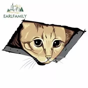 EARLFAMILY 13 см x 8,1 см для потолка, кошка, виниловые автомобильные наклейки, автомобильные аксессуары, наклейка, водонепроницаемая персональная мультяшная наклейка, Декор