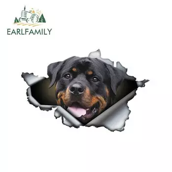 EARLFAMILY 13 см x 8,4 см забавная Автомобильная наклейка Rottweiler рваная металлическая наклейка Светоотражающая наклейка s наклейки для домашних животных 3D Rott Стайлинг автомобиля