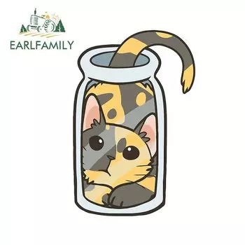 EARLFAMILY 13 см x 8,5 см Виниловая наклейка для автомобиля с изображением кошек, окна, багажника, ноутбука, забавная наклейка с изображением кота в бутылке, Мультяшные Стикеры, подарки