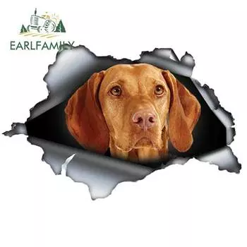 EARLFAMILY 13 см x 8,6 см 3D Vizsla стикер на машину с собакой рваный металлический фотоотражающий декор для автомобильного бампера JDM наклейки для автомобиля мотоцикла