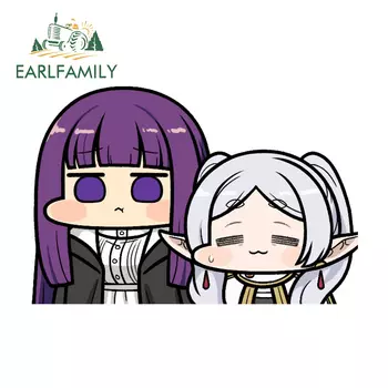 EARLFAMILY 13 см X 8,9 см для Frieren Chibi милые автомобильные наклейки модные водонепроницаемые наклейки окна фургон Автомобильная этикетка