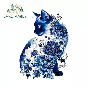 EARLFAMILY 13 см X 9,2 см для кошки, милый цветок, модные наклейки, устойчивые к царапинам, декор для ноутбука, автомобильные товары