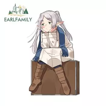 EARLFAMILY 13 см x 9,7 см Frieren аниме девушка Chibi Наклейка Виниловые устойчивые к царапинам милые автомобильные наклейки ноутбук холодильник Авто графика