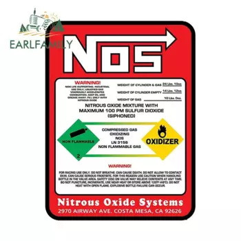 EARLFAMILY 13 см x 9,8 см для красной бутылки NOS, сменная этикетка, автомобильная наклейка, виниловая наклейка на бампер, водостойкая автофургон, автомобильные аксессуары