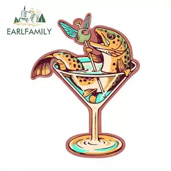 EARLFAMILY 13 см x 9,8 см для форели коктейля забавные рыбалки влюбленных автомобильные наклейки водонепроницаемые виниловые наклейки с защитой от царапин