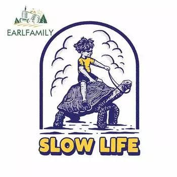 EARLFAMILY 13 см x 9,8 см для медленной езды, черепаха, наклейка, Водонепроницаемый виниловый материал, украшение автомобиля