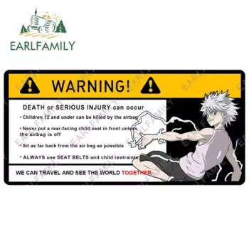 EARLFAMILY 15 см x 8,2 см Мультяшные аниме автомобильные наклейки для Killua Zoldyck предупреждающие наклейки виниловые JDM оконные наклейки автомобильные аксессуары