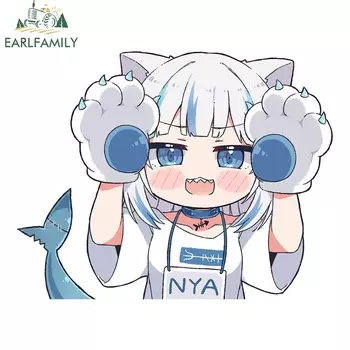 EARLFAMILY аниме Автомобильная наклейка в виде кошачьей лапы 13 см x 10,2 см, милый ноутбук, багажа, яркая наклейка, наклейка на холодильник, автомобильные товары