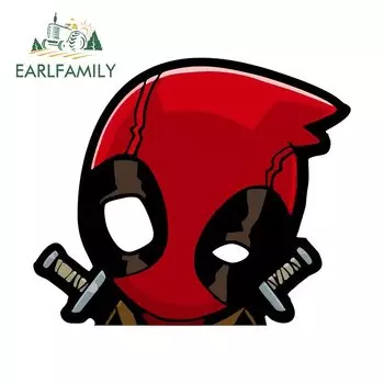 EARLFAMILY CUTE DEADPOOL PEEKING автомобильная наклейка Chibi большая голова мультяшная наклейка JDM заднее стекло оконный ящик для инструментов граффити украшение автомобиля
