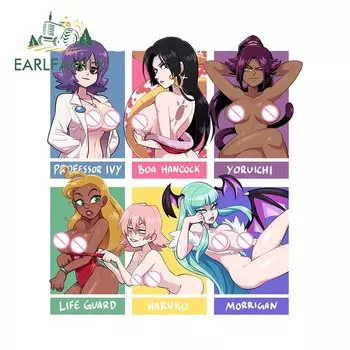EARLFAMILY для девочек аниме постер фанарт автомобильные наклейки аксессуары NSFW Waifu грудь наклейка для ноутбука аниме виниловые водонепроницаемые наклейки