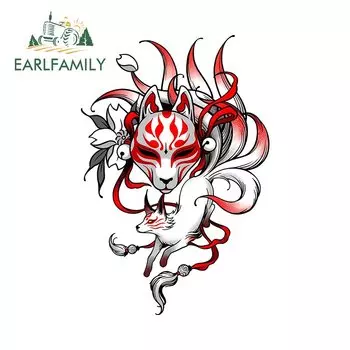 EARLFAMILY для лисы, красная луна, автомобильные наклейки, солнцезащитные наклейки, простая защита двери автомобиля, бампер, украшение на лобовое стекло