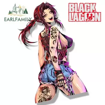 EARLFAMILY Готическая Татуировка Revy Fanart, автомобильная наклейка, мультяшный аниме эскиз вайфу, наклейка JDM, мультфильм, девушка, граффити, наклейки