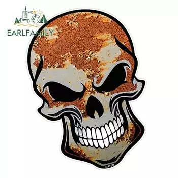 EARLFAMILY Готический Байкерский череп с итальянским флагом триколор, бомбинный мотив, внешние 3D наклейки на автомобиль с бриллиантом синего цвета