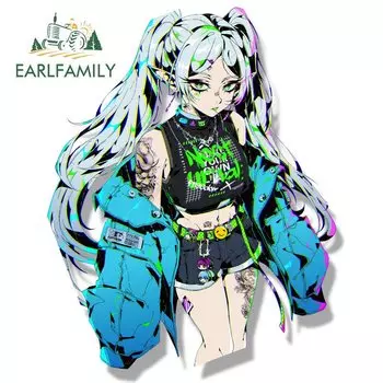 EARLFAMILY готический панк Frieren Fanart автомобильная наклейка аниме эскиз Waifu большая голова наклейка JDM мультфильм Peek Girl All Out Attack наклейка