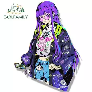 EARLFAMILY готический панк папоротник фанат наклейка на автомобиль горячий аниме эскиз Waifu наклейка Chibi большая голова Peek девушка граффити мультфильм наклейки
