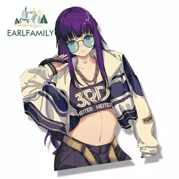 EARLFAMILY Готический папоротник Автомобильная наклейка Горячая Аниме Chibi большая голова Waifu Slap Decal JDM мультфильм Peek Girl граффити наклейки Стайлинг автомобиля