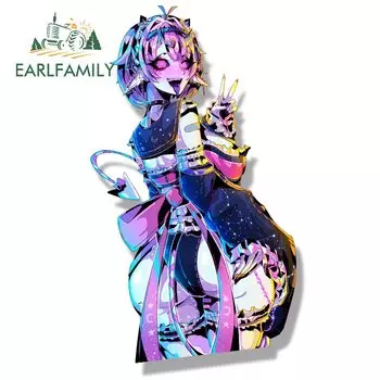 EARLFAMILY космический демон Vtuber Автомобильная наклейка Горячие Губки эскиз Waifu наклейка Chibi большая голова Peek девушка граффити мультфильм наклейки