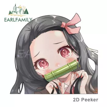 EARLFAMILY Мультяшные автомобильные наклейки для Nezuko Kamado Peeker с большой головой аниме виниловые JDM наклейки на заднее ветровое стекло багажник