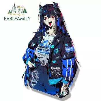 EARLFAMILY Nerissa Ravencroft Fanart наклейка на машину Hololive Waifu Горячая наклейка JDM Scarlet Eye Peek Girl граффити Мультяшные наклейки