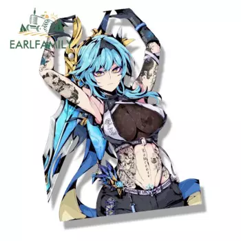 EARLFAMILY Street Punk Eula Fanart автомобильная наклейка аниме Genshin Impact Sketch Waifu наклейка JDM мультфильм Peeker девушка наклейки автомобильная пленка