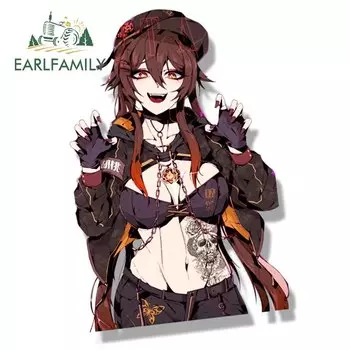 EARLFAMILY тату-девушка хутао фанат Пекер Автомобильная наклейка аниме Genshin удар эскиз уайфу наклейка JDM мультфильм Граффити наклейки