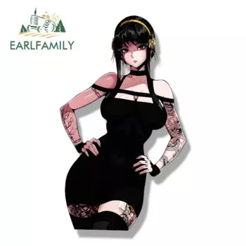 EARLFAMILY татуировка Yor Forger Peek автомобильная наклейка горячее аниме Waifu эскиз наклейка JDM Chibi большая голова граффити шлем наклейки