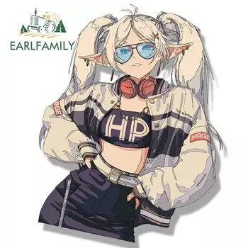 EARLFAMILY уличная одежда фриэрена Автомобильная Наклейка горячий аниме эскиз Waifu наклейка JDM мультфильм Peek Девушка Граффити наклейки Chibi автостайлинг