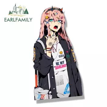 EARLFAMILY уличная одежда Zero Two Fanart Peeker наклейка на машину мультфильм аниме вайфу наклейка JDM мультфильм Граффити Peek девушка наклейки
