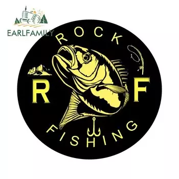 EARLFAMILY виниловые автомобильные наклейки для рыбалки в скалах 13 см х 12,5 см, наклейки для досок и кемперов, водонепроницаемые солнцезащитные автомобильные дверные протекторы