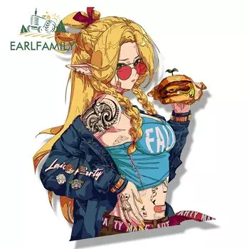 EARLFAMILY волшебный волшебник марсилл фан-арт Автомобильная наклейка аниме вкусные в подземелье Чиби большая голова наклейка JDM Peek Девушка Граффити наклейки