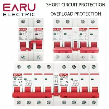 EARUELECTRIC Автомат защити цепи DZ47-63 ручной переключатель передачи
