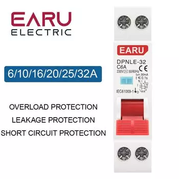 EARUELECTRIC Автомат защити цепи остаточный ток 18 мм 230В 6kA