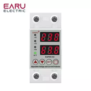 EARUELECTRIC Цифровое реле защиты от перенапряжения и перегрузки 40A 63A 220V