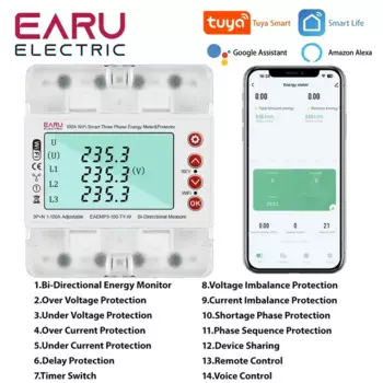 EARUELECTRIC Измеритель мощности 3 фазы 380В