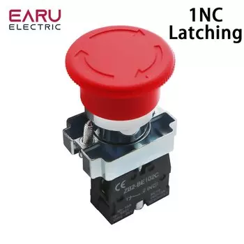 EARUELECTRIC Кнопка аварийной остановки 22 мм 1NO/1NC 600V 10A