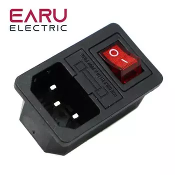 EARUELECTRIC Кулисный переключатель с предохранителем 10А красный