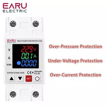 EARUELECTRIC Мини реле защиты от перенапряжения 63A 230V