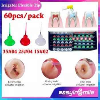 EASYINSMILE 60 шт. звуковой ирригатор гибкие наконечники стоматологический эндододонтический активатор корневого канала Очистка 3 типов #15 #25 #35