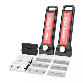 EHDIS 2 шт., скребок для бритвы, ящик для хранения, пластиковая ручка, стеклянная духовка, керамический автомобильный нож для очистки этикеток, скребок с 20 шт. запасными лезвиями