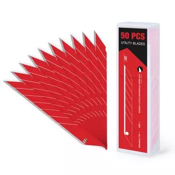 EHDIS 50 шт. сменные лезвия для ножей, 9 мм, лезвие из углеродистой стали, автомобильная пленка, чистая коробка, открытые инструменты для гравировки, синий/красный