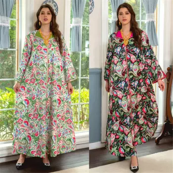 Eid Mubarak Рамадан принт абайя мусульманское женское платье Турецкий Дубай бриллианты кафтан исламский арабский Jalabiya вечернее платье Марокко