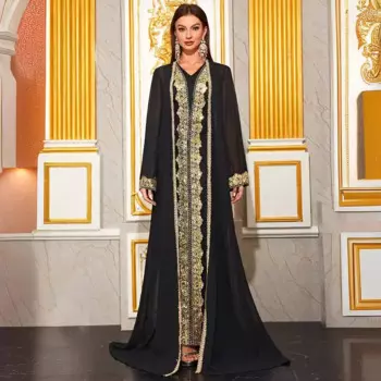 Eid мусульманские женские вечерние платья Jalabiya арабский комплект из 2 частей с вышивкой длинный халат Рамадан марокканский Дубай яркий мусульманский костюм