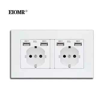 EIOMR Европейская розетка с USB 110~250В
