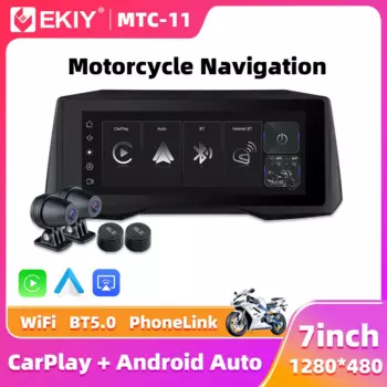 EKIY 7-дюймовый беспроводной CarPlay Moto Android Auto портативный цифровой мотоцикл приборная панель GPS-навигация экран монитор TPMS
