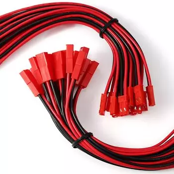 ELEABC 2-контактный разъем JST 20 AWG, 10 пар, черный+красный