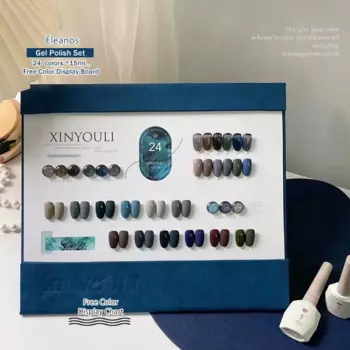 Eleanos синий, голубой, серый, 24 шт., классная фотография с цветной картой, УФ-лампа, отмачиваемые гелевые Лаки, Гель-лак для ногтей, 15 мл