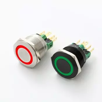 ELEWIND Пресс-кнопка 22 мм синяя нержавеющая сталь 12В