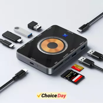 Eonline 2D 8in-1 Док-станция Type-c к Usb 3.0 Hub Thunderbolt 4 Внешний мобильный адаптер USB-разветвитель для ноутбука 15 Вт Беспроводной