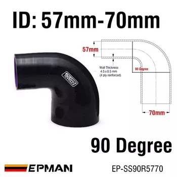EPMAN 2,5 "-3" 4-слойный силиконовый колено-редуктор 90 градусов, черный для BMW e39 51-76/51-70/57-76/63-70/63-76/70-76 мм EP-SS90R